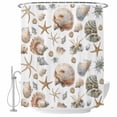 thumbnail image 2 of Seashell Coastal Waterproof Fabric Shower Curtain,Summer Beach Ocean Starfish Watercolor Waterproof Fabric Shower Curtain for Bathroom Curtains Bathtubs Shower Curtains with 12 Hooks Stall 48x72in, 2 of 8