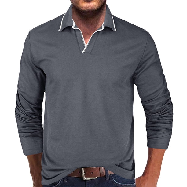 Blusa y camisa de manga larga con cuello vuelto para hombre, blusa informal de moda con cuello vuelto y manga larga, blusa transpirable, blusa para hombre