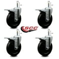 thumbnail image 2 of 5 Inch Hard Rubber Swivel 7/16 Inch Grip Ring Stem Caster Set Total Lock Brake, 2 of 2