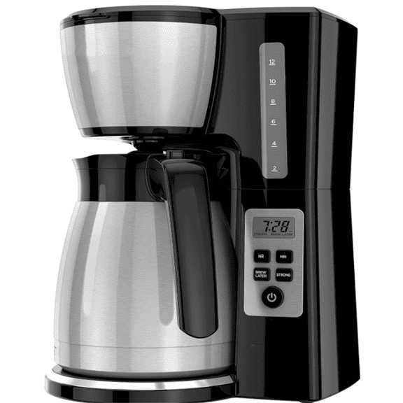 12 Cup Thermal Programmable Coffee Maker with Brew Strength and Technology, Black/Steel