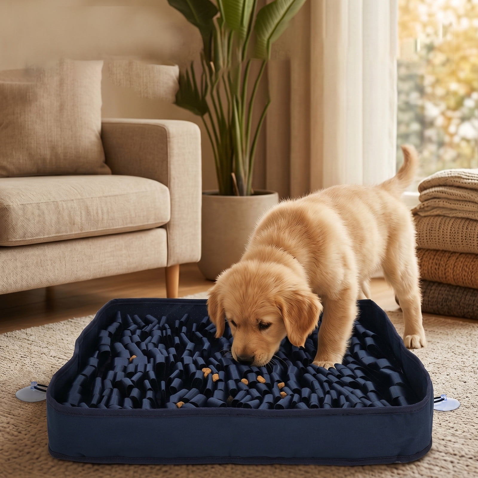 Snuffle Mat for Dogs, 16.93 x 14.96 x 3.15in Dog Sniffing Interactive Feeding Game Boredom, Puzzle Toys Encourages Natural Foraging Skills and Stress Relief Small/Medium/Large Dogs