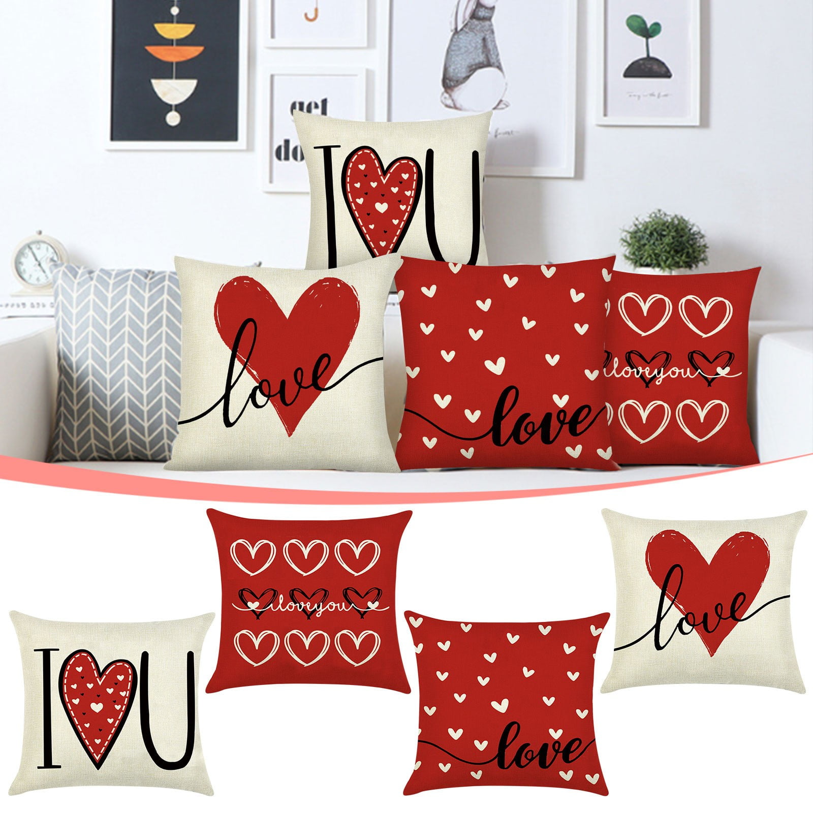 Clearance!Holloyiver Valentines Day Pillow Covers 18x18 Set of 4 Love