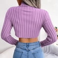 thumbnail image 4 of Suéter de mujer de cuello alto de manga larga asimétrico de moda de mujer Casual Fit suéter púrpura M, 4 of 6