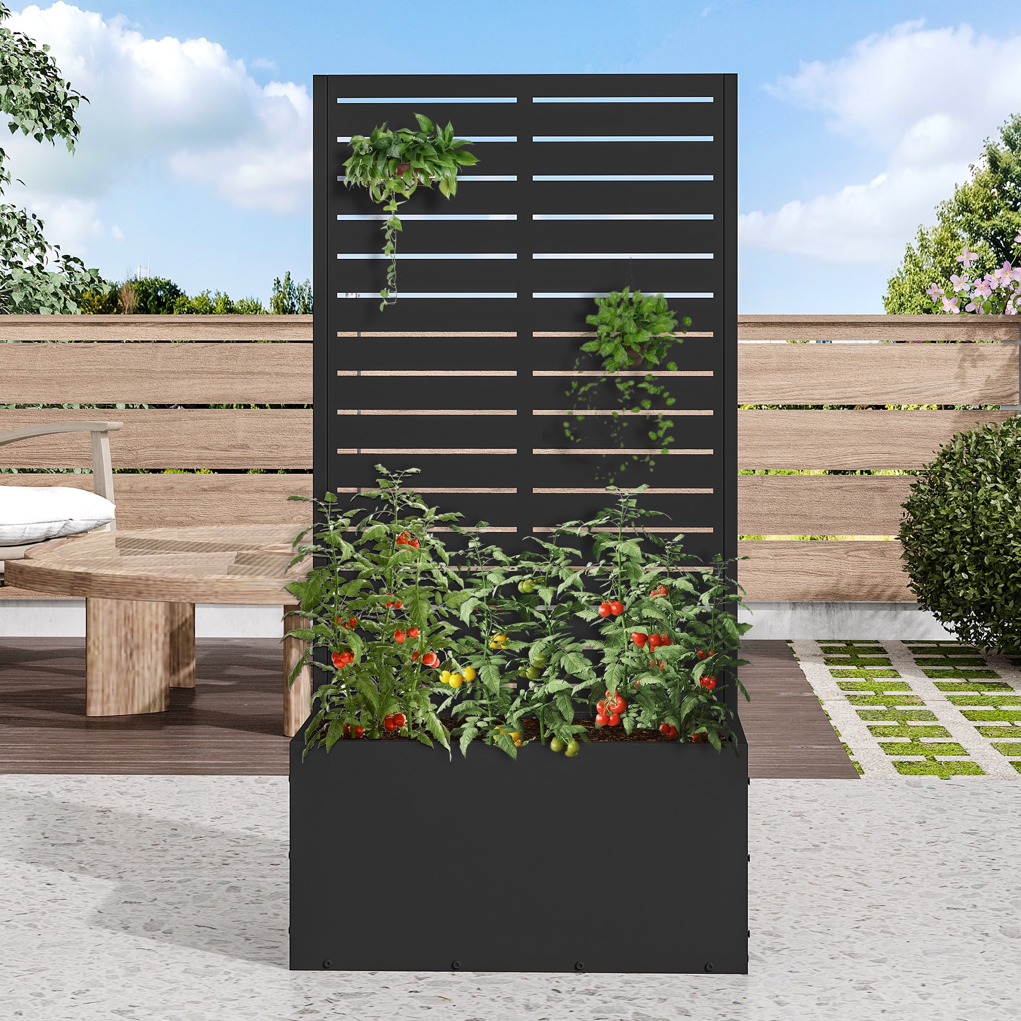 MAYEERTY 47" x 24" Metal Raised Garden Climbing Frame with Trellis Planter Box for Climbing Plants