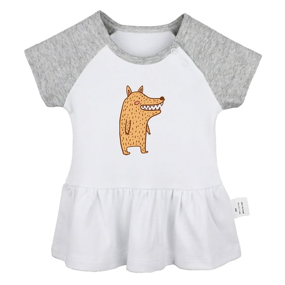 I'm A Carnivore Funny Dresses For Baby, Newborn Babies Animal Wolf Pattern Skirts, Infant Princess Dress, 0-24M Kids Graphic Clothes (Gray Raglan Dresses, 18-24 Months)