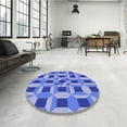 thumbnail image 4 of Ahgly Company Machine Washable Indoor Round Transitional Denim Blue Area Rugs, 7' Round, 4 of 7