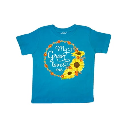 

Inktastic My Gran Loves Me with Sunflower Wreath Gift Toddler Boy or Toddler Girl T-Shirt