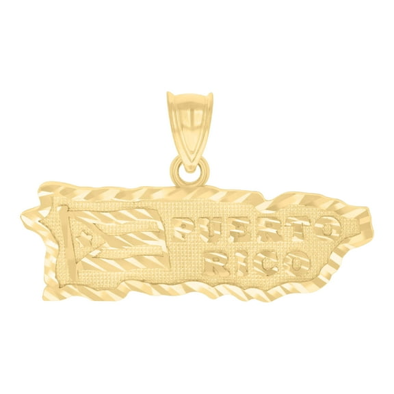 10kt Real Yellow Gold Unisex Pureto Rico Map Charm Pendant