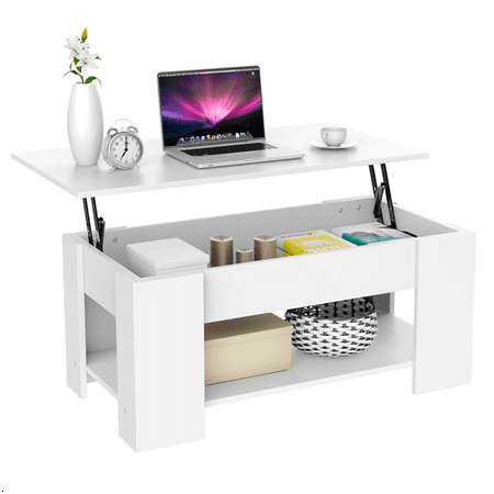 Rectangular Lift Top Coffee Table Modern White