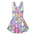 thumbnail image 2 of COEQINE Girls Tank One Piece Swimsuit with Flowy Skirt & Built-In Brief, U-Neck & V-Shaped Back Bathing Suit, Playful Swim Dress for Girls 6-7 Years, Easter Egg Hippie Flower, 2 of 8