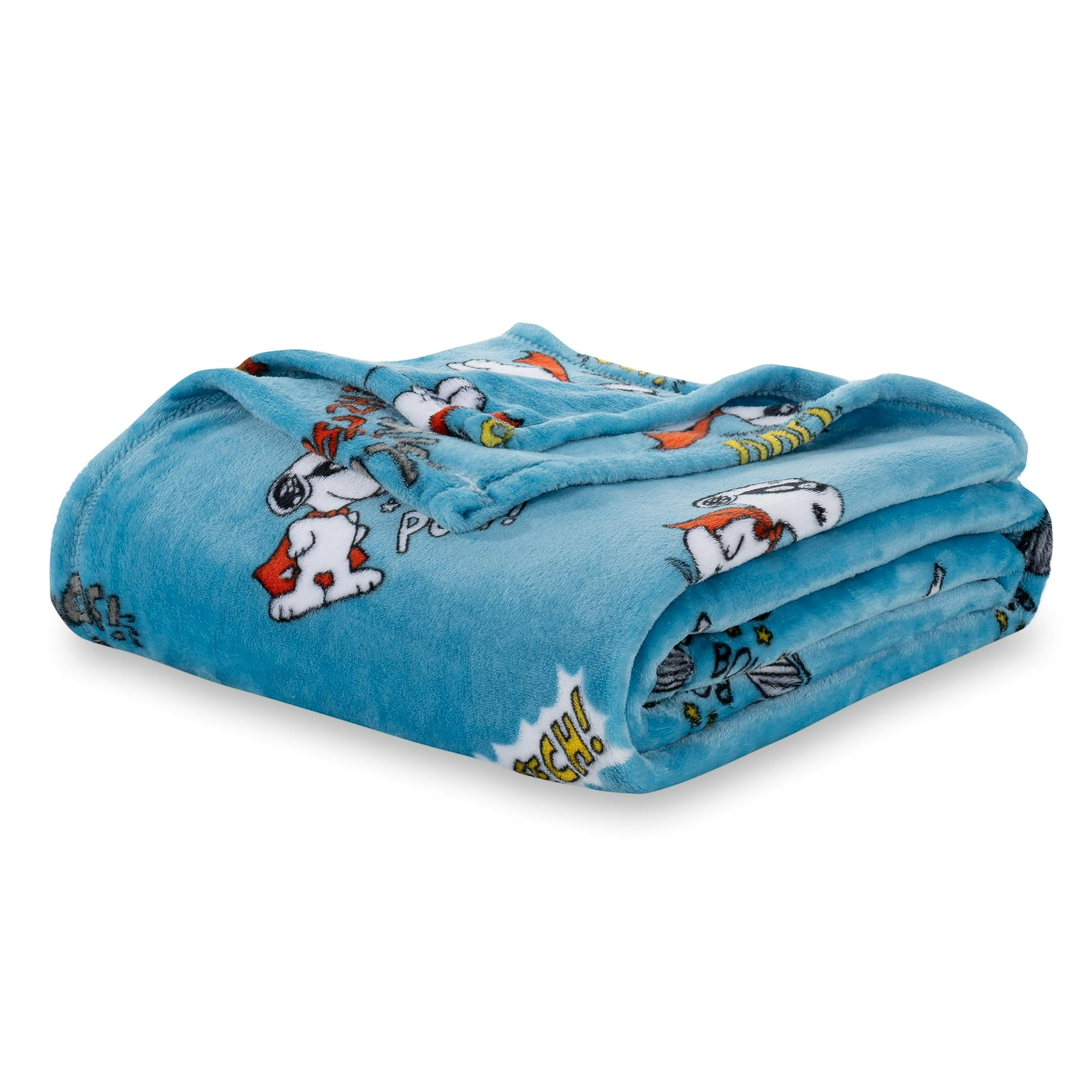 Berkshire Blanket Peanuts VelvetLoft Cute Character Snoopy Plush Throw Blanket Peanuts Large Masked Marvel Toss Happy Blue 55 In X 70 In