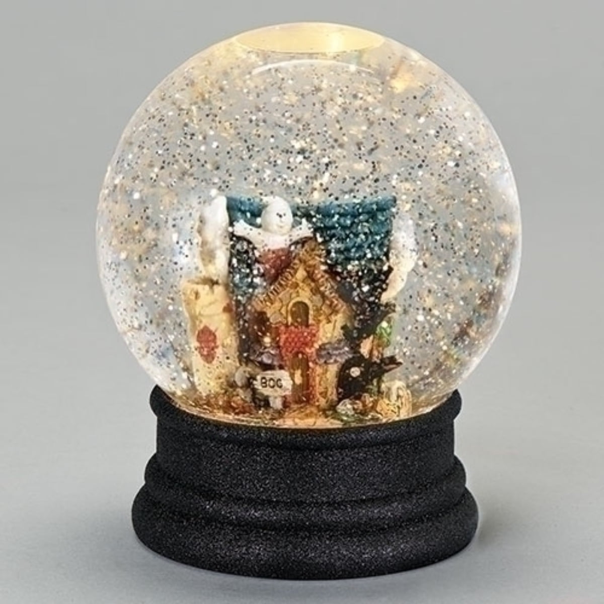 HALLOWEEN Water Snow globe SWIRLING Light 8” Witch Cauldron Tree Spellbook 1H 
