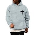 thumbnail image 2 of Men's Christ Cross Pullover Hoodie Inspirational Graphic Long Sleeve Sweatshirt, Religious Design with Cross Print, Comfortable Fabric for Casual Wear, Ideal for Gift and Everyday Use,Light Gray,2XL, 2 of 4