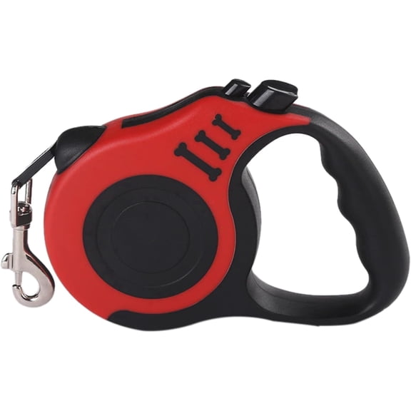 PUPIX Retractable Dog Leash Automatic Pet Walking Lead with Brake Lock System Durable Nylon Tape Ergonomic Handle Clip Belt for Small Medium Large Dogs, 16.5ft (Red)