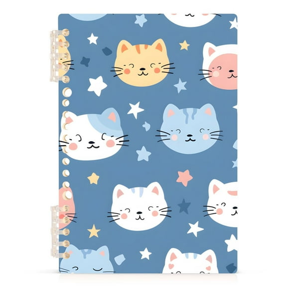 Cute Cats and Stars Spiral Journal Notebook College Ruled Notebook 8.3" x 5.7" A5 Lined Thick Paper Page