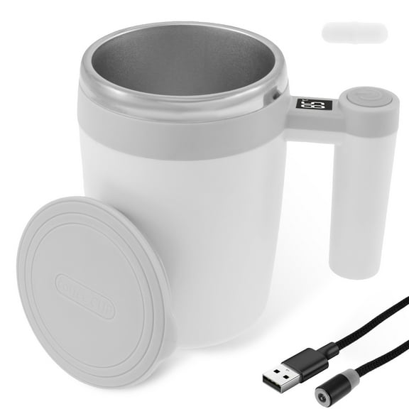 Self Stirring Coffee Mug with Temperature Display 400ml Self Mixing Coffee Cup Nonslip Magnetic Stirring Mug Portable Stirring Coffee Mug Self Stirring Cup for Home Office