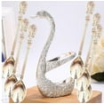 thumbnail image 4 of Home Decoration Swan Spoon Creative European-style High-end Stainless Steel Coffee Spoon Light Luxury Salad Coffee/Dessert Spoon Cutlery Flatware Modern Decoration Set with Holder 7 PCS/Set (Silver), 4 of 7