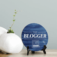 thumbnail image 2 of Signs ByLITA Circle Round THE BLOGGER Table Sign Blue Wood (5x5"), 2 of 4
