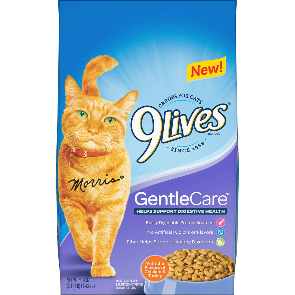 9Lives Gentle Care Dry Cat Food with Chicken and Turkey Flavors, 3.15lb