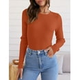 thumbnail image 2 of Women's Long Sleeve Crewneck Tops 2024 Spring Fall Clothes Ribbed Knit Sweater Slim Fitted Casual Basic Tee Shirts, 2 of 4