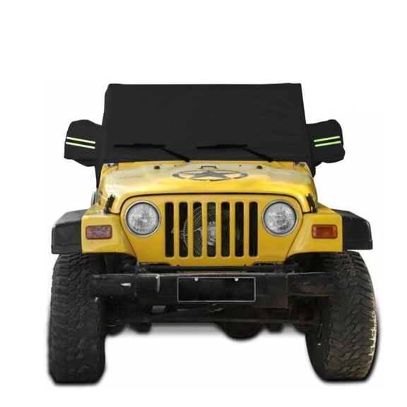 WIKCOVER Car Windshield Cover 114×65×55in Reusable Durable Anti UV Snowproof for Jeep Wrangler 2 Door 1987-2021