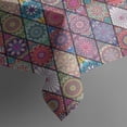 thumbnail image 5 of Red Boho Ethnic Geometric Pattern Square Tablecloth,Waterproof Square Table Cover,Wipeable Spillproof Washable Table Cover for Home Kitchen Party Decor 60"x60"(152x152cm), 5 of 6