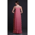 thumbnail image 4 of Bimba Pink Floral Ranunculus Tango Printed Long Maxi Dress For Women Rayon Nightgown Spaghetti Strap Ladies Sleepwear Small, 4 of 5