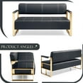 thumbnail image 5 of 58" Faux Leather Couch Office Loveseat Sofa, Mid Century Modern Small Couches with Gold Armrests & Legs, Upholstered 2-Seater Love Seat Couches for Living Room Apartment Shop Anteroom (Black), 5 of 8