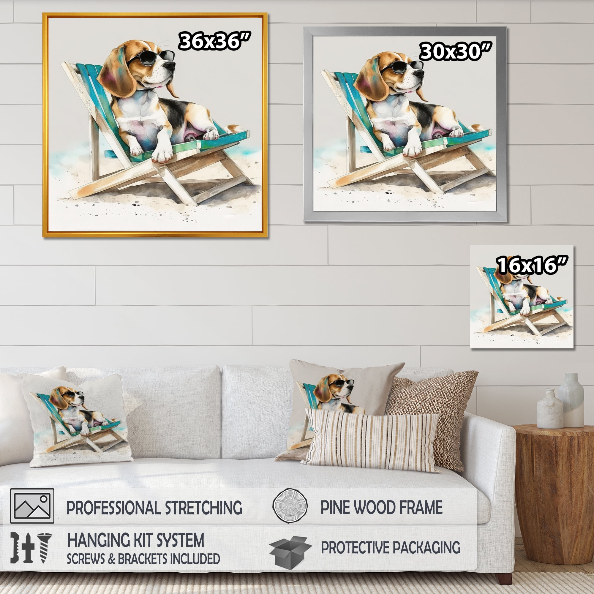 Designart Dog On The Beach II Canvas Wall Art
