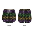thumbnail image 5 of Xecao's Mardi Gra Geometric for a double-layer running short for women, perfect for gym, tennis, and more, featuring a convenient pocket., 5 of 9