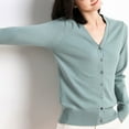 thumbnail image 4 of Deals of The Day Clearance Spring And Autumn Leisure Loose Solid Long Sleeve V Neck Button Knitted Soft Cardigan Coat on Sale Clearance, 4 of 5