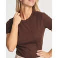 thumbnail image 4 of Real Essentials 3 Pack: Women's Round Neck Short Sleeve Ribbed Shapewear Bodysuit Shirt Tops - (Available in Plus Size), 4 of 6