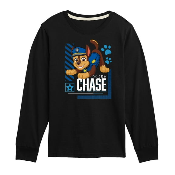Paw Patrol - Chase Character - Toddler & Youth Long Sleeve Graphic T-Shirt