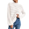 thumbnail image 1 of Suéter con cuello simulado Tejido de cable Color puro Hombro caído Manga larga Suéter de ajuste casual para mujer Blanco XL, 1 of 6