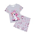 thumbnail image 2 of QEFJNO Kids Girls Pajamas Set 2 PCS Short Sleeve Top and Shorts Pants for Toddler Girls Unicorn Pjs Size 3-12Y, 2 of 15