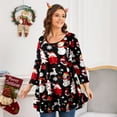 thumbnail image 4 of LARACE 3/4 Sleeve Shirts for Women Plus Size Tunic Dressy Top Loose Fit Flare T-Shirt Flower47_christmas 1X, 4 of 8