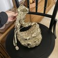 thumbnail image 4 of Bolso de hombro Mujer Moda Casual Sólido Abajo Nube Plisado Axilas Bolsos Oro, 4 of 8