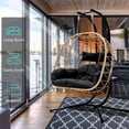 thumbnail image 4 of FKSLIFE Double Egg Chair with Stand Hammock Chair Cushion Outdoor Patio Wicker Loveseat Hanging Egg Chairs for 2 Persons, 4 of 7