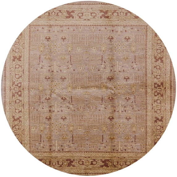 Ahgly Company Machine Washable Indoor Round Industrial Modern Chocolate Brown Area Rugs, 8' Round