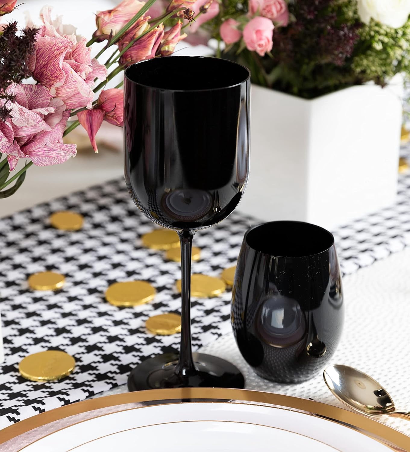 PLASTICPRO 12 Oz Plastic Wine Glasses 25-Pc Disposable Wine Glasses Drinking Set