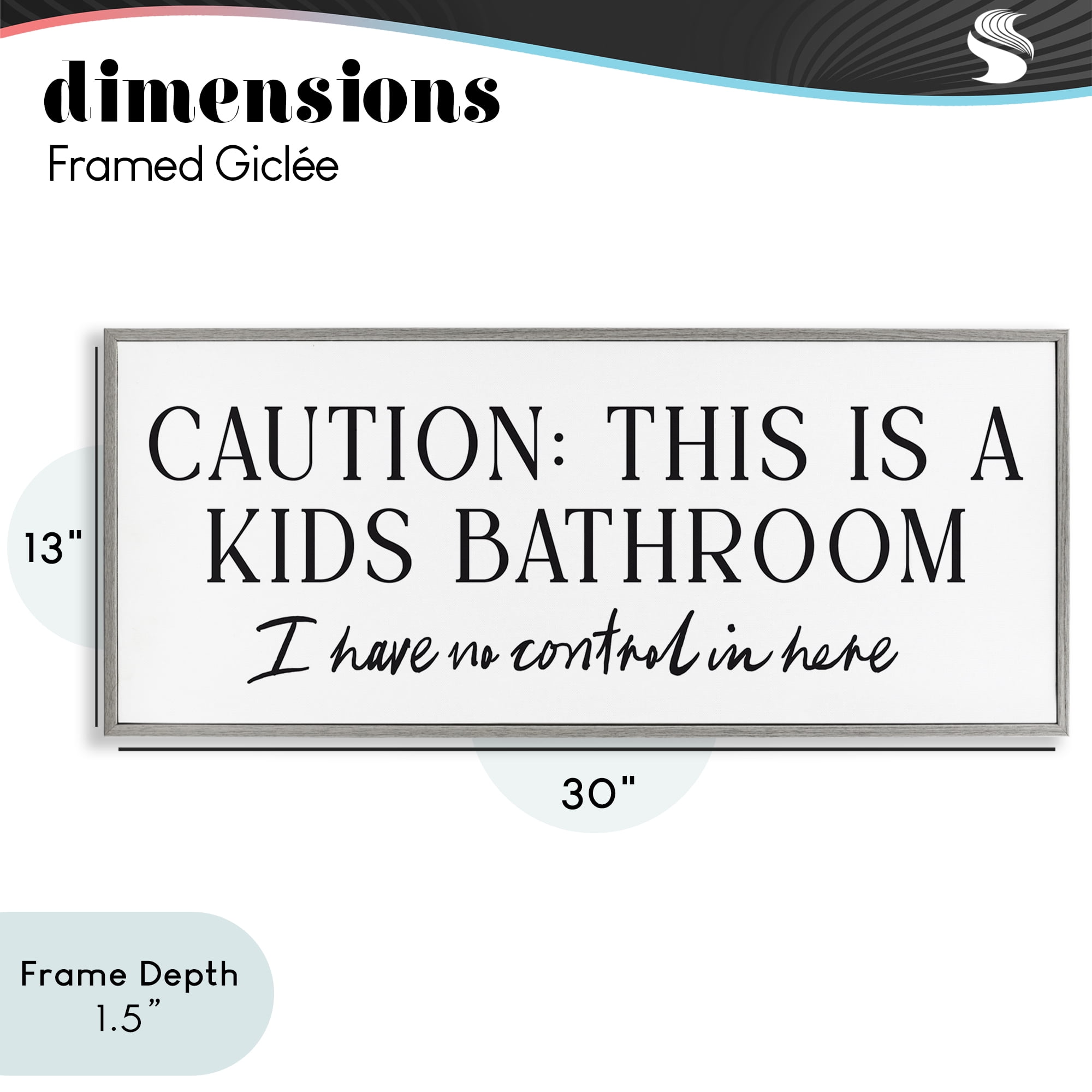 Stupell Industries No Control Kid's Bathroom Gray Framed Giclee Art, design by Lettered and Lined