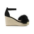 thumbnail image 3 of BLISSFUL STEP Women's Sandals Wedge Heels Espadrille Platform Faux Fur Ankle Strap Sandals Black 7.5, 3 of 6