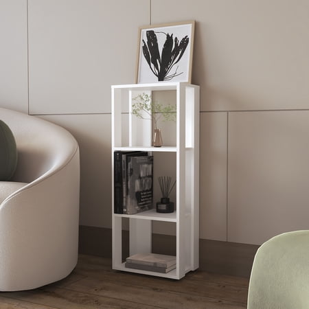 Modoc Bookcase in Melamine with Open Storage, White