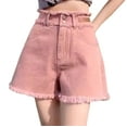 thumbnail image 2 of HaoXianJian Women's Jean Shorts Casual Hight Waist Stretch Denim Shorts Hot Pants Summer Stretchy Frayed Short Jeans Clubwear Jeans Short Loose Fits, 2 of 4