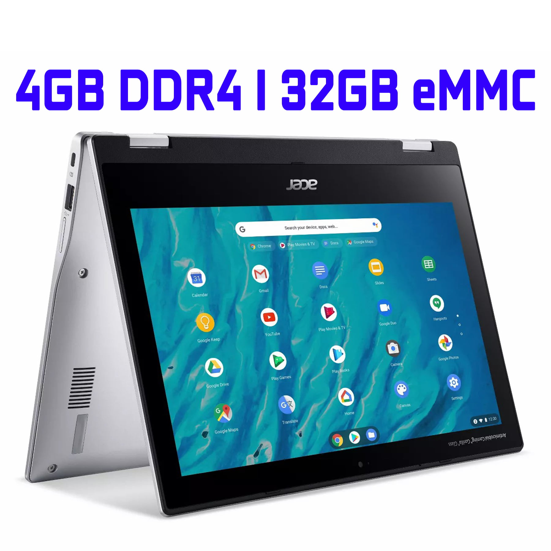 11.6 IPS Touch Acer Convertible Chromebook Microsoft 365 Personal Silver CP311-3H-K4S1 4GB RAM 32GB eMMC Convert MTK MT8183 Processor Chrome OS