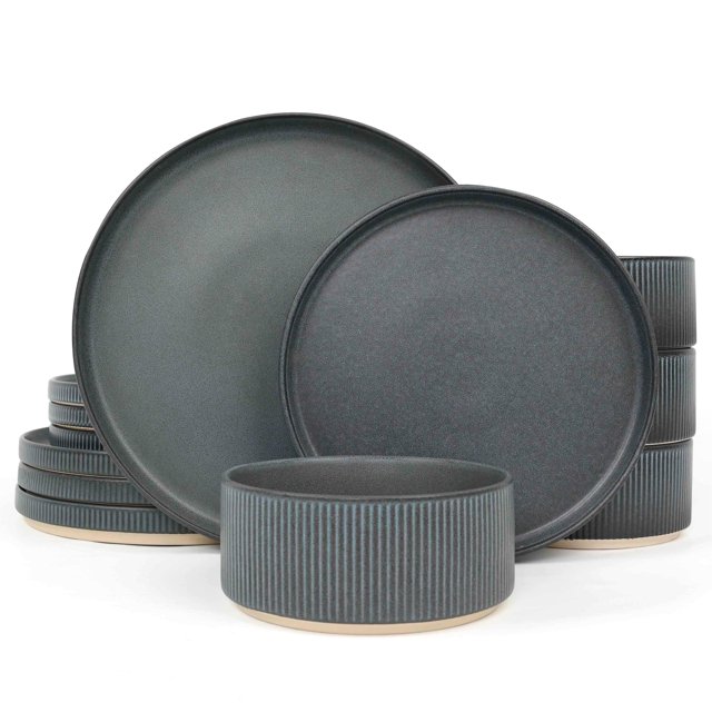 Famiware Dinnerware Sets, Plates and Bowls Set for 4, 12 Piece Dish Set