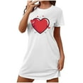 thumbnail image 1 of Tnhcen Robe de Nuit à Manches Courtes pour Femmes Grande Taille Col Rond Imprimé devant Robe Courte Polyester Spandex Doux P-2TG pour Maison/détente Confortable, 1 of 5
