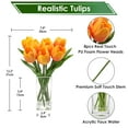 thumbnail image 7 of Tulip Artificial Flower Faux Orange Flowers Tulips in Clear Vase Flower Arrangement in Faux Water Dining Table Centerpiece Home Decor, 7 of 7
