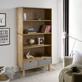 thumbnail image 1 of vidaXL Bookcase OTTA with 2 Drawers Brown and Grey Solid Wood Pine, 1 of 5