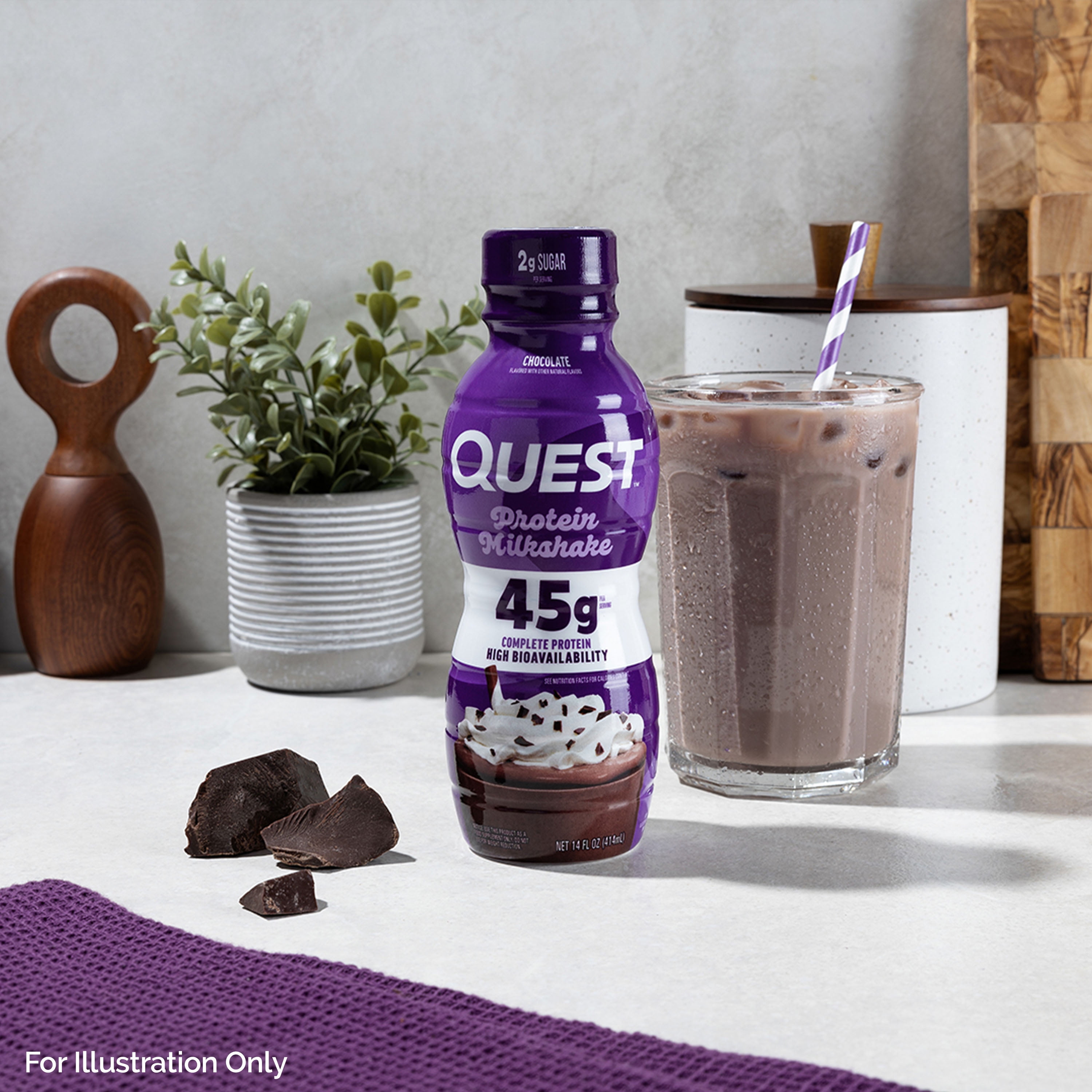 Quest Nutrition, 45g High Protein Chocolate Flavored Milkshake, Ready to Drink, 4 Count